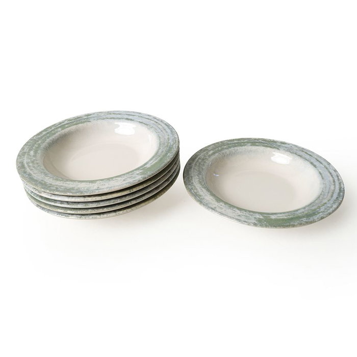 Hermia Juego de Cena de 24 Piezas Crema y Verde Hermia Juego de Cena de 24 Piezas Crema y Verde